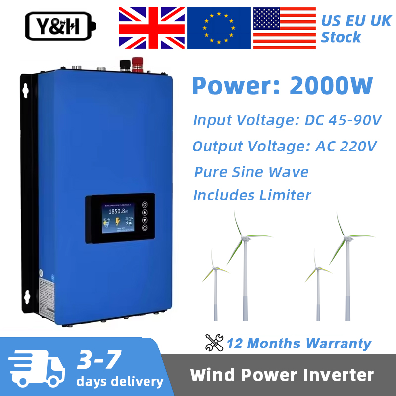 Grid Tie Inverter Limiter 2000W - Y&H 2000W MPPT風力発電グリッドタイインバーター純正弦波リミッターセンサードンプロード230V AC/DC 48V風力タービン発電機用（オプションでWi-Fiモジュール付き）