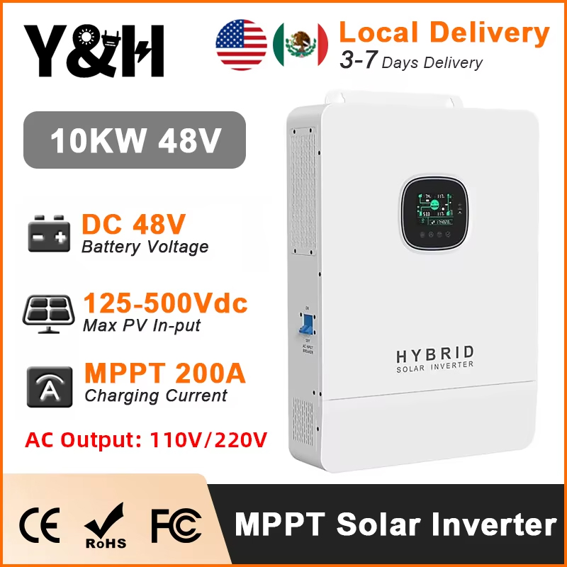 Split Phase Inverter 10Kw 110V 220V - Y&H 10KW ハイブリッドソーラーインバーター 48V 110V/220V 分離型オフグリッドインバーター、並列接続対応、MPPT
