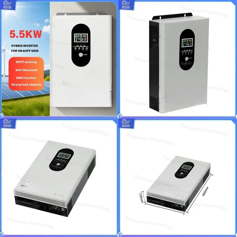 Hybrid Solar Inverter 5.5Kw Mppt 48V - 3kW 5.5kW ハイブリッドソーラーインバーター 110V 220V オフグリッドPV風力発電システム
