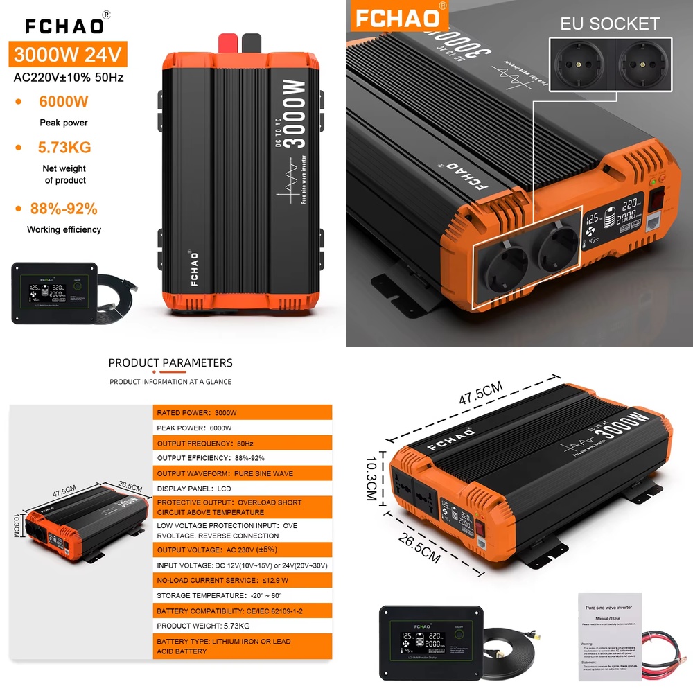 Off Grid Solar Inverter 48V 6000W - 純正弦波オフグリッドインバーター 12V 24V 48V DC から