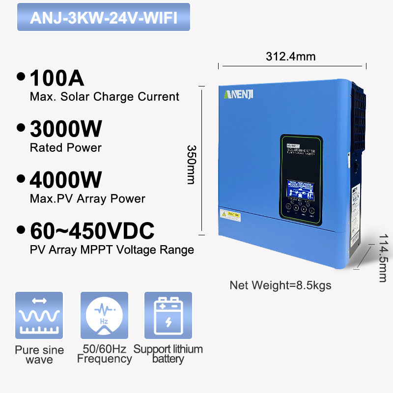 Inverter Pure Sine Wave 60Hz 120V 3000W - 24V 3000W 120V オフグリッドソーラーインバーター 4000W 最大PV入力