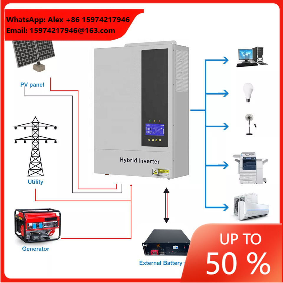 5.5KW 48V ハイブリッド オン/オフグリッド ソーラ - Hybrid Solar Inverter 5.5Kw Mppt 48V のレビューと価格