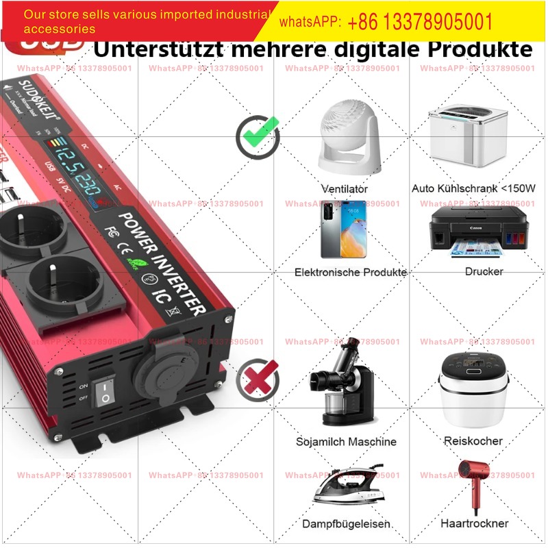 12Vから220Vへの4000Wピーク出力インバーター、80 - Power Inverter 12V 220V 4000W Continuous のレビューと価格