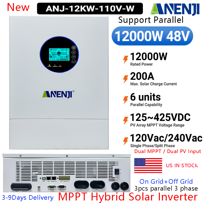 ANENJI スプリットフェーズ 12KW 48V ハイブリ - Off Grid Solar Inverter 48V 6000W のレビューと価格