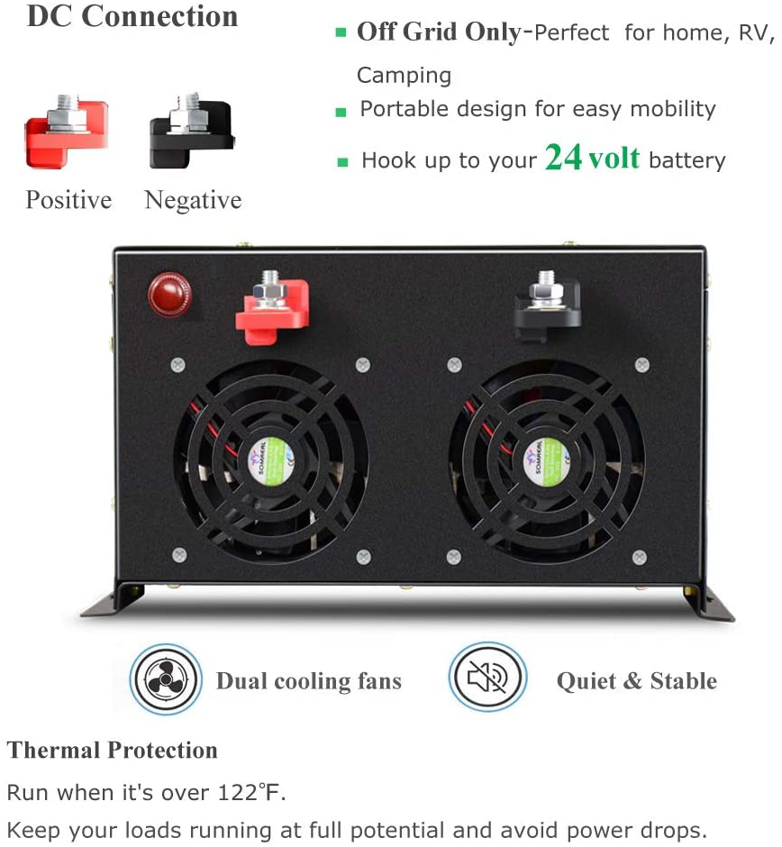 オフグリッド純粋正弦波ソーラーインバーター 24V から 2 - Pure Sine Wave Inverter 5000W 48V 220V のレビューと価格